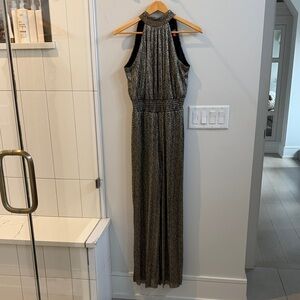 Vince Camuto Black and Gold Glitter Jumpsuit